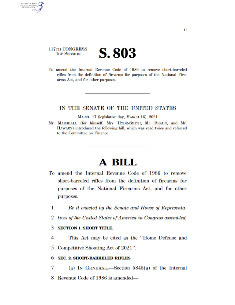 GOABacked Bills Repeal SBR, SBS, & AOW Regulations GOA