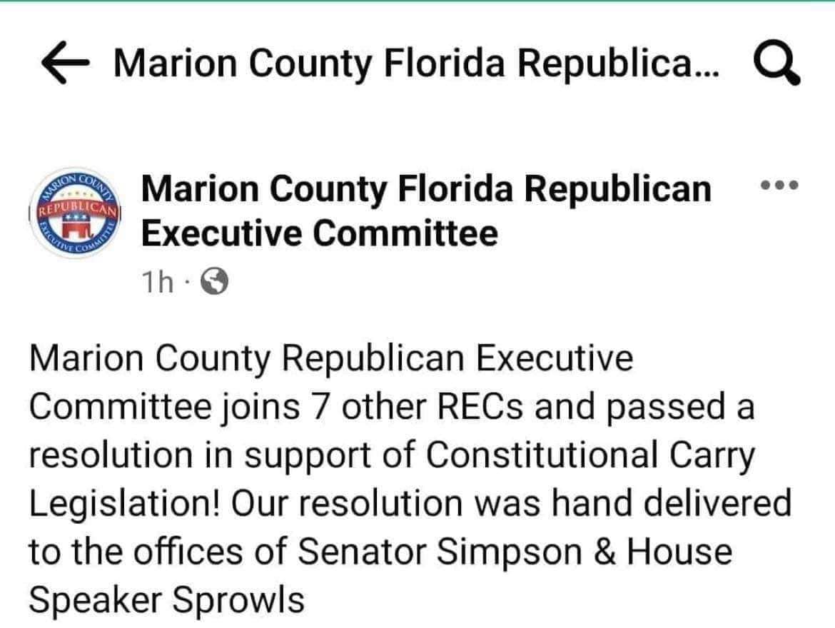 Marion County Republican Executive Committee resolution in support of Constitutional Carry