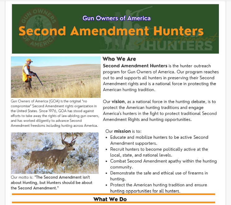 Sah Program Fact Sheets SAH Program Handout : What We Do For Hunters 2025 | GOA