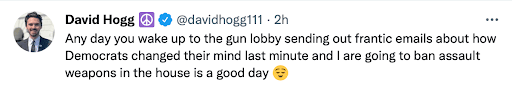 Tweet from anti-gun David Hogg
