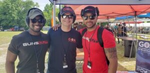 Left to right: Shermichael Singleton, GOA's Jordan Stein, and John Keys of Guns Out TV